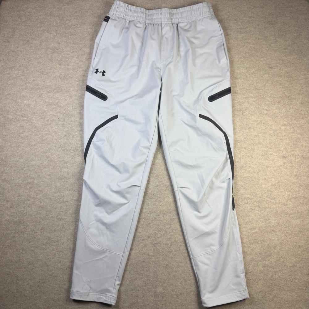 Under Armour Mens Unstoppable Cargo Pants Gray Tapered Stretch Size Large L